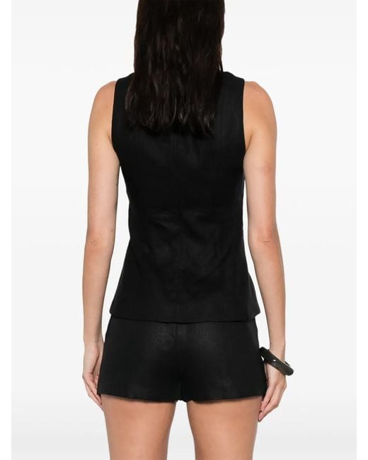 Faithfull The Brand Black Mina Square-Neck Top