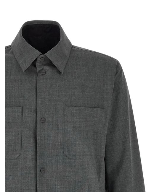 Herno Gray Reversible Patch-Pocket Overshirt for men