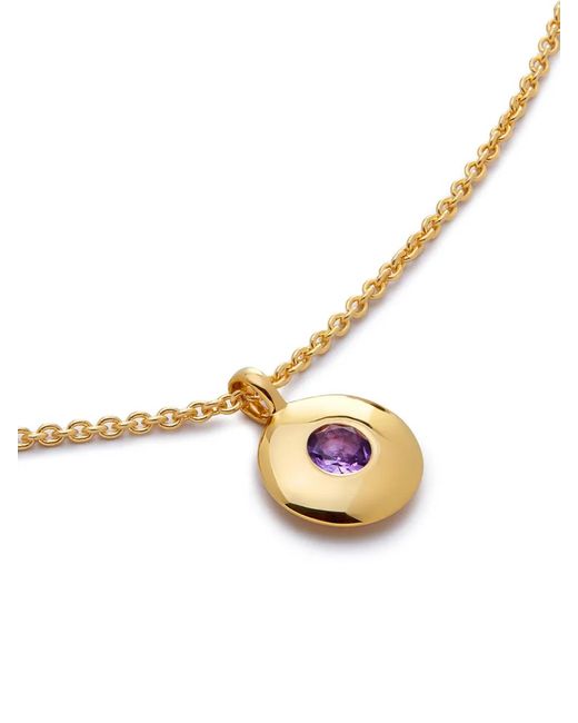 Monica Vinader Metallic 18Kt Recycled Vermeil Birthstone Amethyst Pendant Necklace