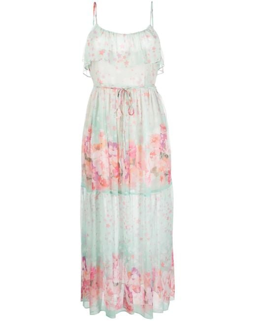 Twinset White Flower-Star-Print Long Dress