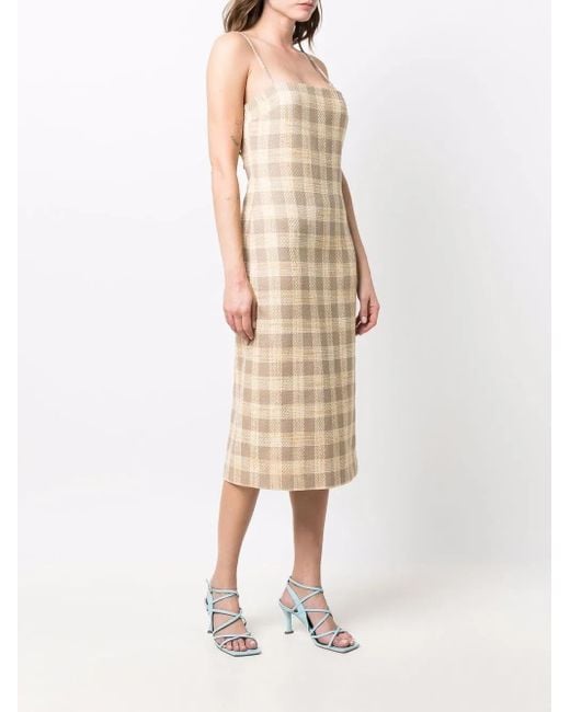 GIUSEPPE DI MORABITO Natural Checked Midi Dress