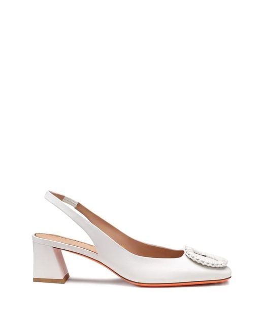 Santoni Pink Buckle Slingback Pumps