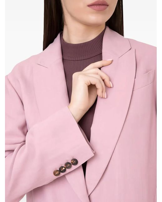 Brunello Cucinelli Pink Single-Button Long-Sleeve Blazer