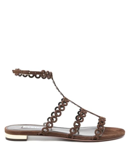 Aquazzura Brown Infinity Chain Open-Toe Sandals