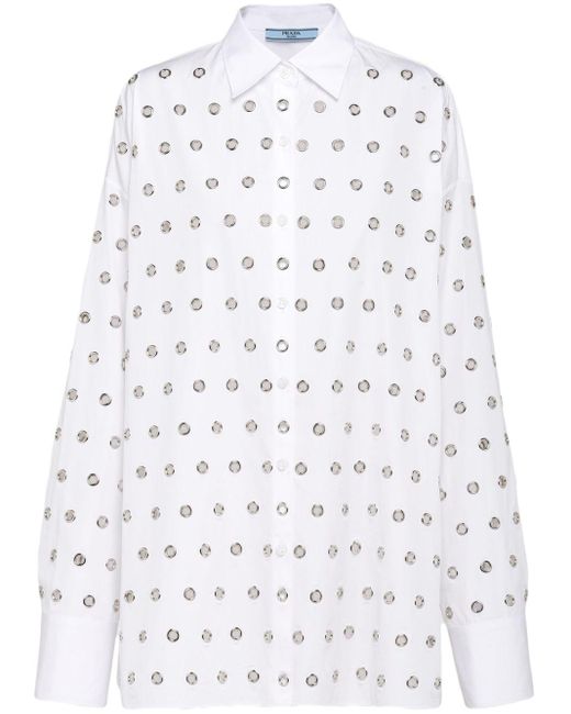 Prada Overhemd Verfraaid Met Ringlets in het White