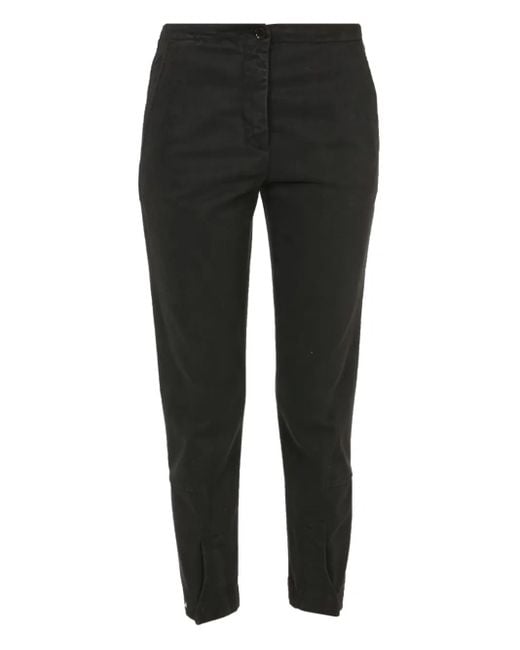 Aspesi Black Button-Fastening Cropped Trousers