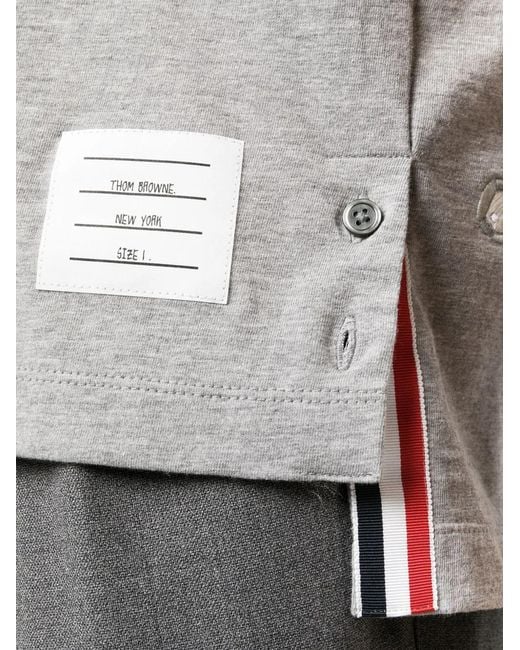 Thom Browne Gray Embroidered Cotton T-Shirt for men