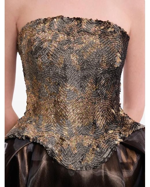 Gemy Maalouf Black Sequin-Embellished Strapless Dress
