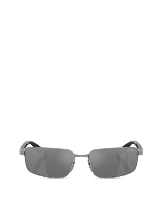 Prada Linea Rossa Gray Rectangle-Frame Sunglasses for men