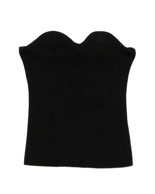 Jil Sander Black Ribbed-Knit Strapless Top