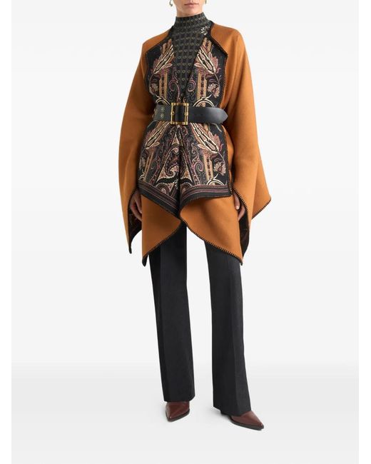 Etro Brown Reversible Patterned Cloth Cape