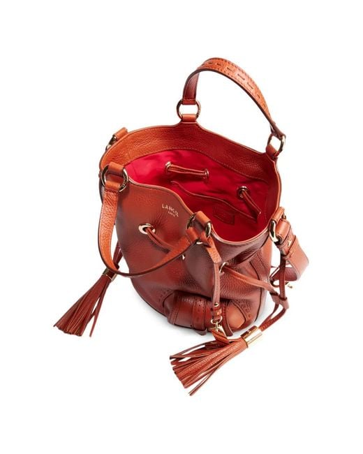 Lancel Red Premier Flirt Tassel Drawstring Bucket Bag