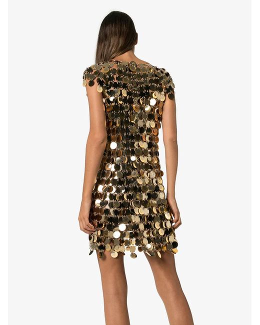 Rabanne Metallic Golden Dress In Plastic And Brass Entirely Composed By Rounded Buckles