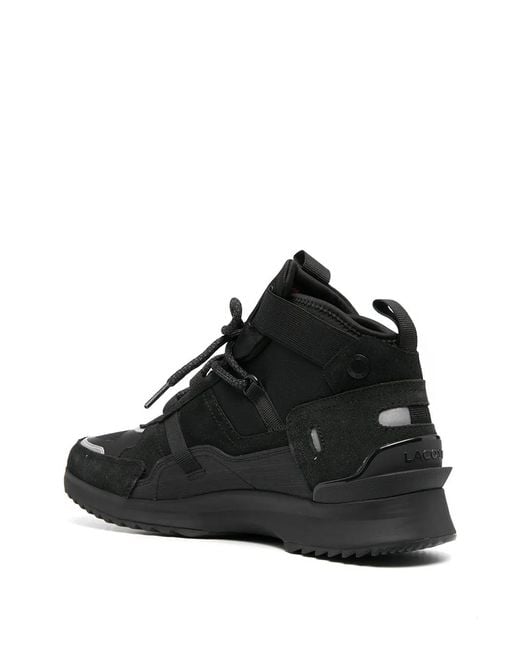 Lacoste Black Multi-Panel Mid-Top Sneakers for men