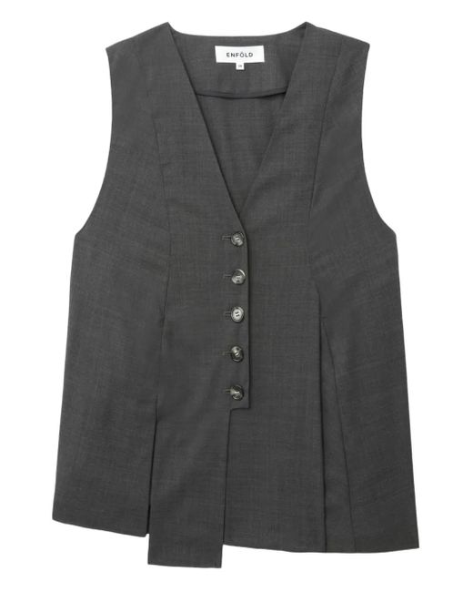 Enfold Gray Button-Fastening Asymmetric Waistcoat