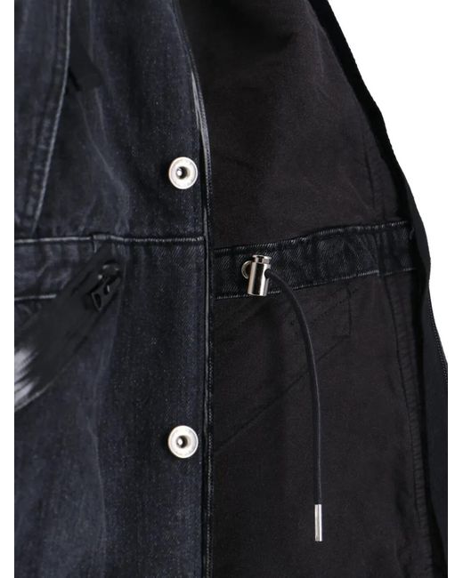 Sacai Black Zip Denim Jacket for men