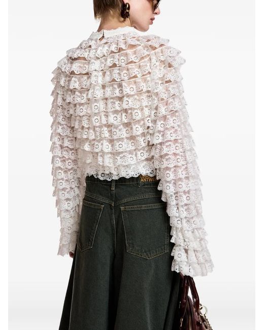 Essentiel Antwerp White Kashvi Ruffled Lace Blouse