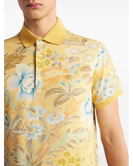 Etro Poloshirt mit Blumen-Print in Yellow für Herren