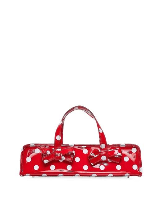 Comme des Garçons Red Polka-Dot Bow-Detail Tote Bag