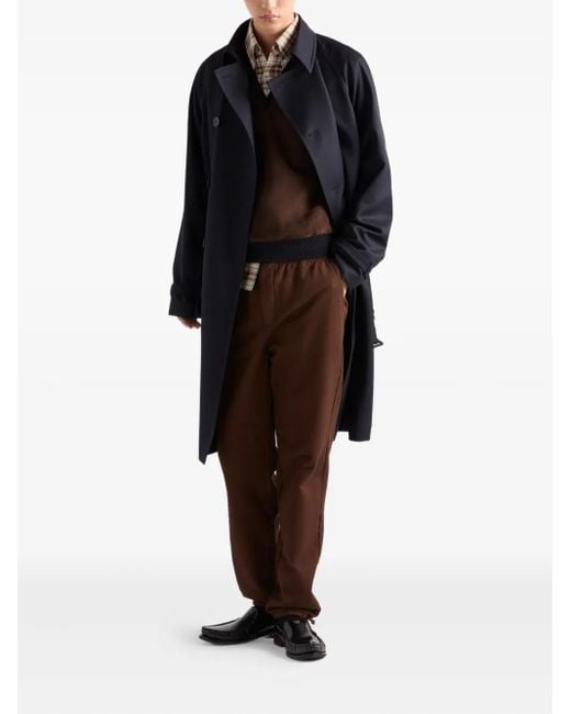 Prada Brown Superfine Wool And Suede Sweater for men