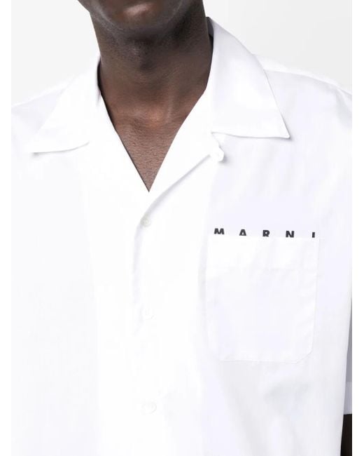 Marni Bowlinghemd Mit Logo-Print in White für Herren