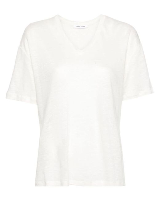 Samsøe & Samsøe White Saeli Linen T-shirt