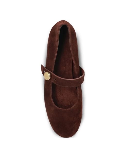 Tory Burch White Ballerines En Daim À Boutons Logo