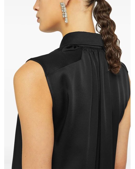 Jil Sander Black Classic-Collar Satin-Finish Dress