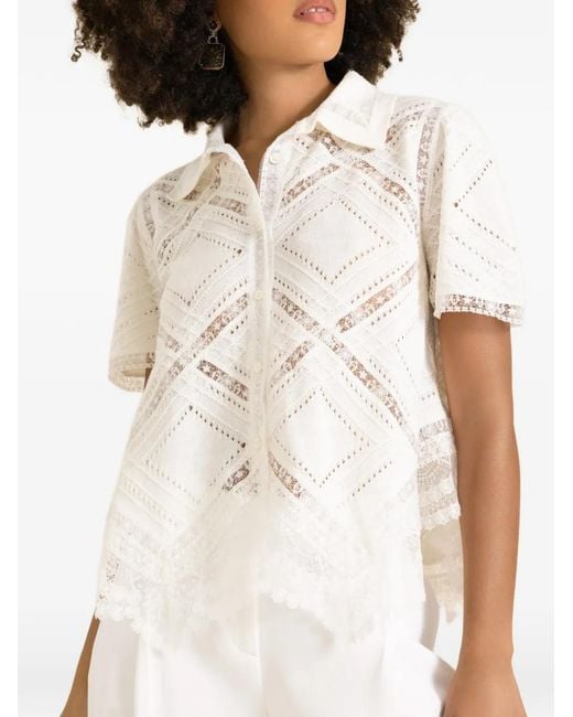 Ermanno Scervino White Lace-Trim Shirt