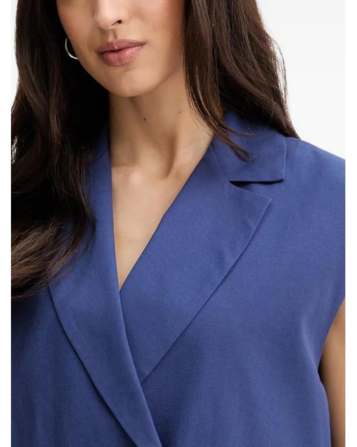Fracomina Blue Double-Breasted Sleeveless Top