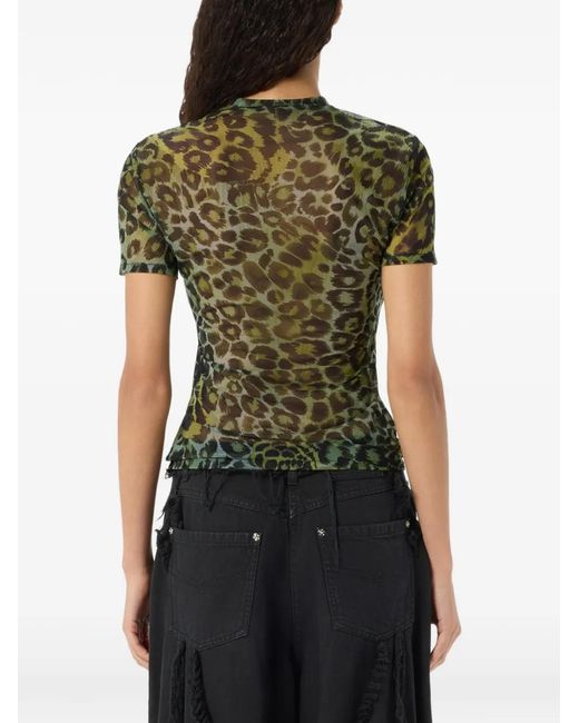 Blumarine Green Animal-Pattern Blouse