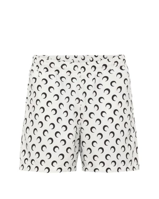 MARINE SERRE White Moon-Print Swim Shorts for men