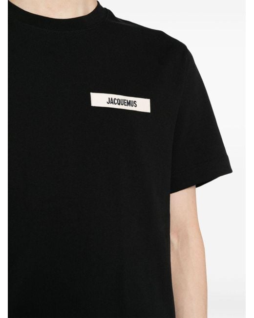 Jacquemus T-Shirt aus Baumwoll-Jersey mit Ripsband und Logostickerei in Black für Herren