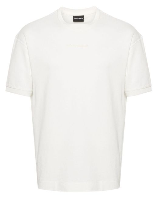 T-shirt en coton à logo appliqué Emporio Armani pour homme en coloris White