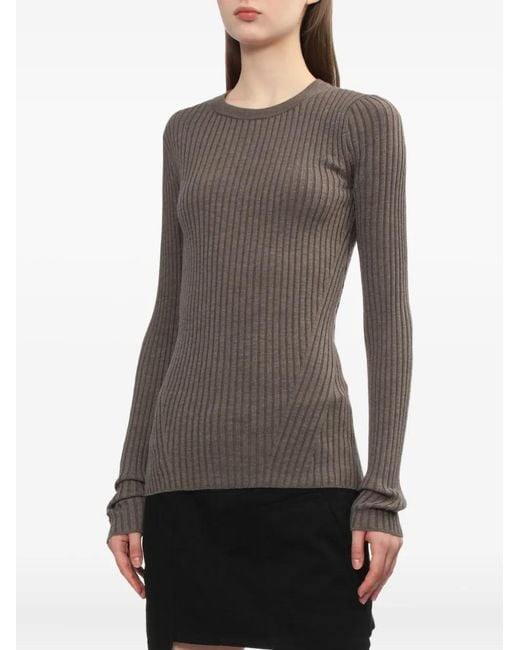 Helmut Lang Gray Ribbed Open-Back Top