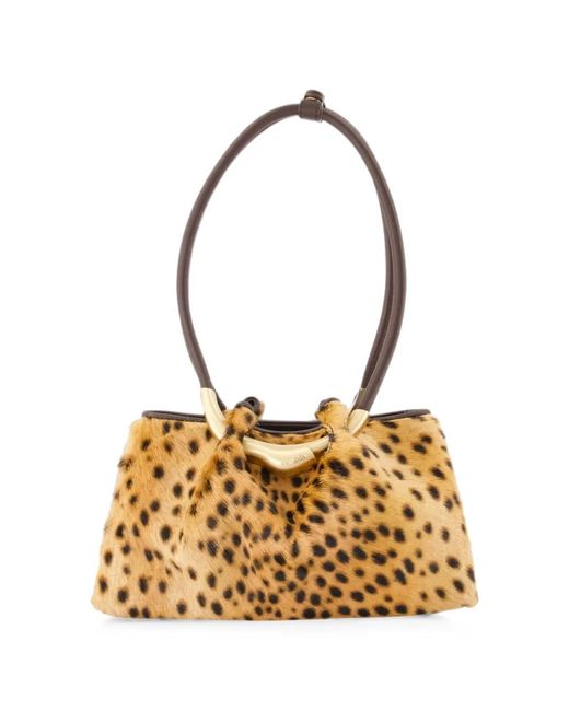 Cult Gaia Metallic Asa Leopard-Print Shoulder Bag