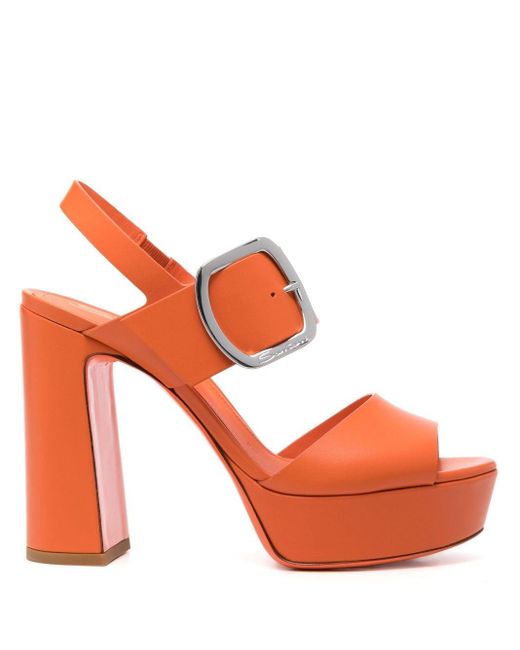 Santoni Orange 105mm Block-heel Sandals