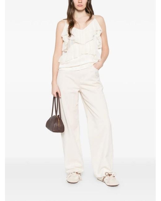 Dixie White Ruffled V-Neck Top