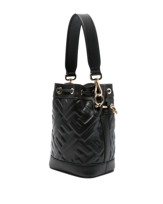 Fendi Black Mini Embossed Bucket Handbag