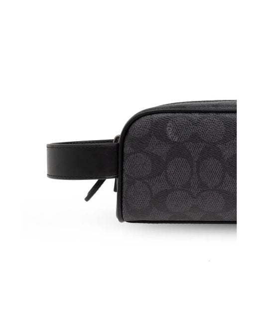 COACH Black Signature Canvas Travel Bag for men
