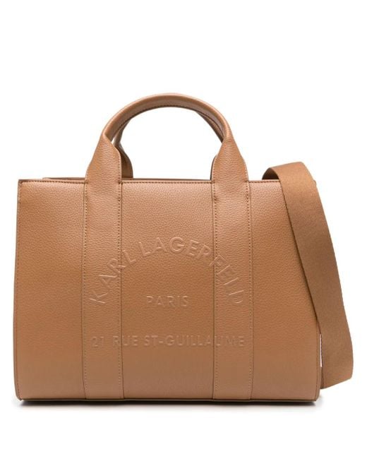 Karl Lagerfeld ロゴエンボス ハンドバッグ Brown