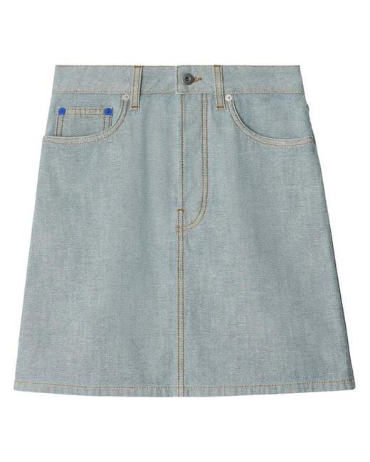 Burberry Blue Ekd-Jacquard Denim Skirt