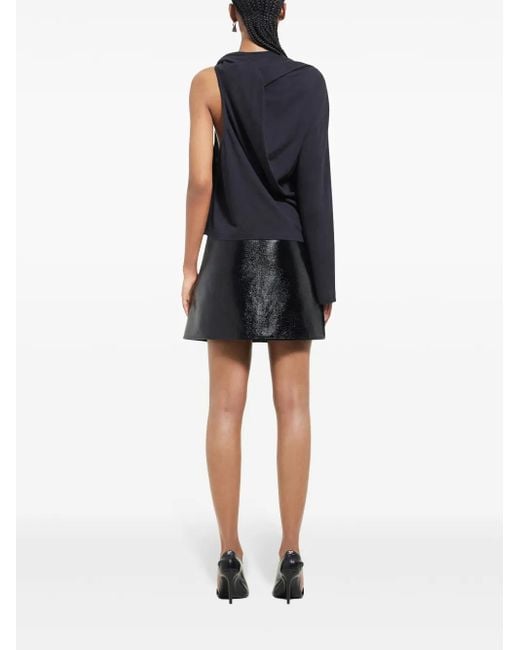 Courreges Blue Asymmetric Off-Shoulder T-Shirt