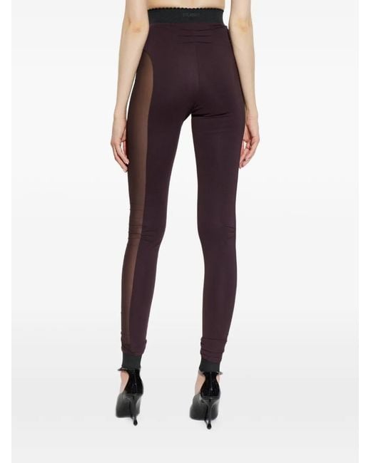 The Attico Purple Sheer-Panelled Leggings