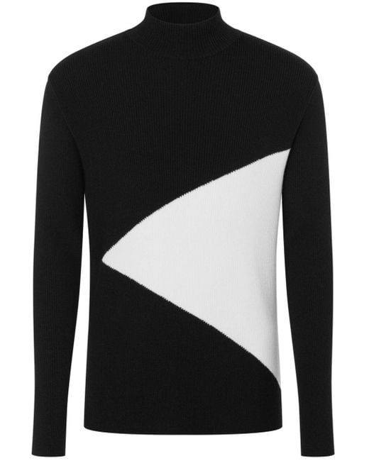 Moschino Black Geometric-intarsia Virgin-wool Jumper for men