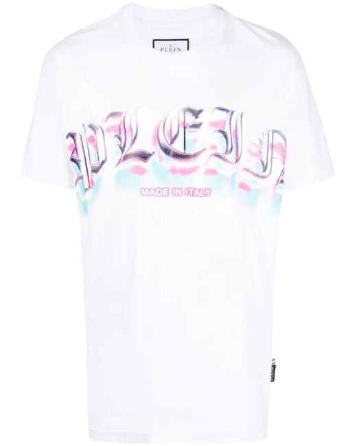 Philipp Plein White Logo-Print Short-Sleeve T-Shirt for men