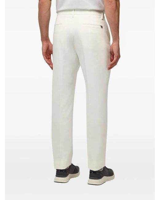 Boggi White Stretch-Cotton Trousers for men