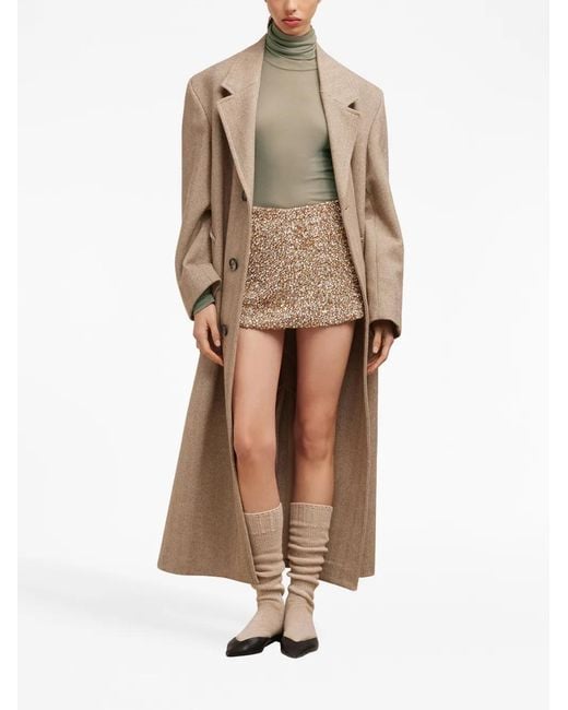 AMI Natural High-Neck Ribbed-Knit Jumper