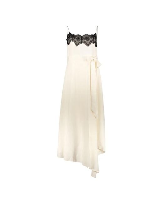 Ellery White Lace-Trim Sleeveless Asymmetric Maxi Dress