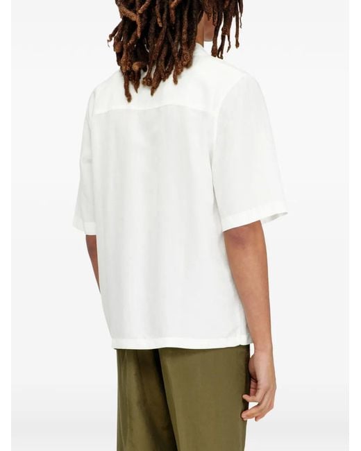 DIESEL White Linen-Blend Shirt With Short Sleeves for men